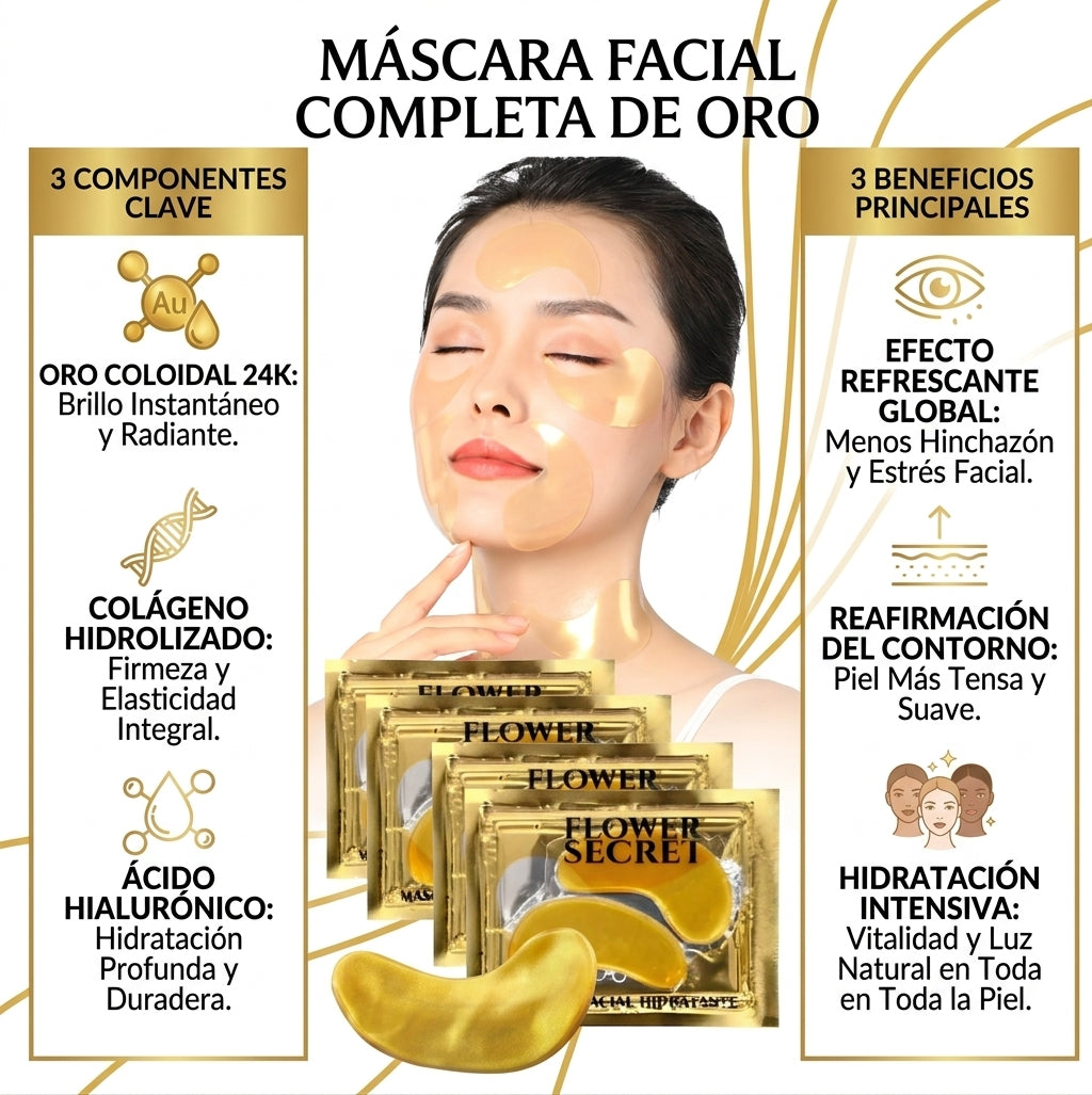 PARCHES DE HIDROGEL DE ORO, PARA OJERAS (30 UNIDADES) - ¡LLEVA 10 UNIDADES MÁS POR SOLO $ 4.990!