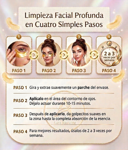 PARCHES DE HIDROGEL DE ORO, PARA OJERAS (30 UNIDADES) - ¡LLEVA 10 UNIDADES MÁS POR SOLO $ 4.990!