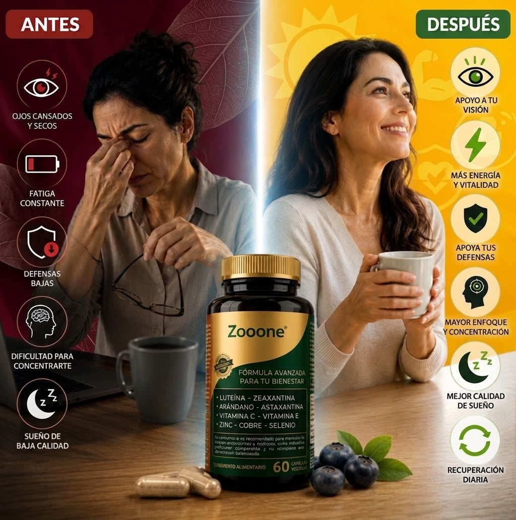 ZOOONE™ VISION PRO: SUPLEMENTO NATURAL PARA LA SALUD OCULAR - 60 CÁPSULAS / ¡LLEVA LA 2da UNIDAD CON UN 50% DCTO!